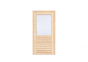 Vuren 1-ruits enkele deur Prestige 108x209 cm, rechtsdraaiend, scharnieren, RVS beslag, onbehandeld.