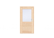 Vuren 1-ruits enkele deur Prestige 108x209 cm, linksdraaiend, scharnieren, RVS beslag, onbehandeld.