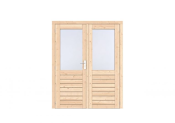 Vuren 1-ruits dubbele deur Prestige 168x209 cm, scharnieren, RVS beslag, onbehandeld.