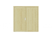 Vuren dichte dubbele deur Prestige 201x209 cm, scharnieren, RVS beslag, groen geimpregneerd.