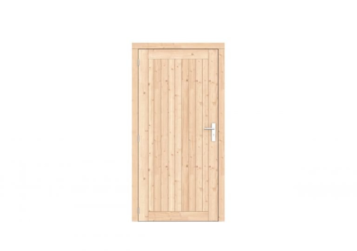 Vuren dichte enkele deur Prestige 108x209 cm, linksdraaiend, scharnieren, RVS beslag, onbehandeld.