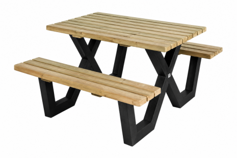 Picknicktafel geïmpregneerd, metalen frame, 120x160cm (bouwpakket)