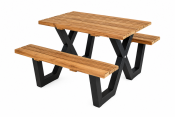 Picknicktafel hardhout, metalen frame, 120x160cm