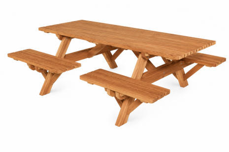 Picknicktafel open instap, 230x160cm, hardhout