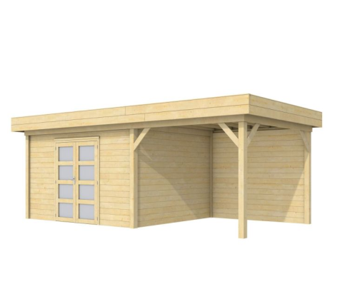Tuinhuis Parelhoen 400x300 cm met Luifel 300 cm, onbehandeld