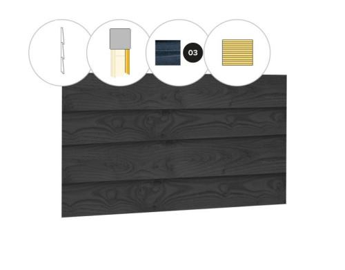 Zweeds rabat plankenset douglas bij wand B, 228,5 x 224 cm, zwart geïmpregneerd.