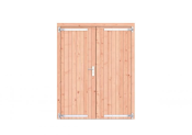 Douglas dichte dubbele deur 168x209 cm, verzinkte hengen, RVS beslag, kleurloos geimpregneerd.