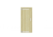 Vuren dichte enkele deur 90x201 cm, linksdraaiend, verzinkte hengen, RVS beslag, groen geimpregneerd.