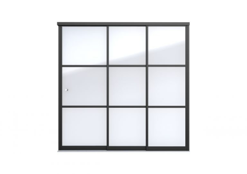 Glazen industriele schuifwand B 228,5x224 incl. h&v roedes