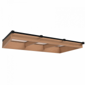 Lichtstraat met lessenaarsdak, onderbouw van onbehandeld douglas, gelaagd glas, 240,2 x 125 cm, zwart.