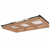 Lichtstraat met lessenaarsdak, onderbouw van onbehandeld douglas, gelaagd glas, 240,2 x 125 cm, zwart.