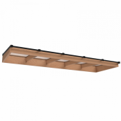 Lichtstraat met lessenaarsdak, onderbouw van onbehandeld douglas, gelaagd glas, 404,2 x 125 cm, zwart.
