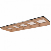 Lichtstraat met lessenaarsdak, onderbouw van onbehandeld douglas, gelaagd glas, 404,2 x 125 cm, zwart.