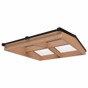 Lichtstraat met zadeldak, onderbouw van onbehandeld douglas, gelaagd glas, 158,2 x 155 cm, zwart.