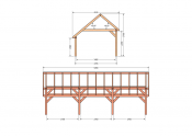 Constructiepakket kapschuur | 9280x4105x3715mm | fijnbezaagd Douglas