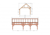 Constructiepakket kapschuur | 8865x4105x3715mm | fijnbezaagd Douglas