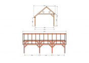Constructiepakket kapschuur | 8220x4105x3715mm | fijnbezaagd Douglas