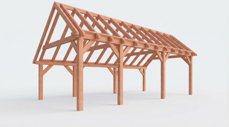 Constructiepakket kapschuur | 8150x4105x3715mm | fijnbezaagd Douglas