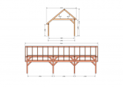 Constructiepakket kapschuur | 9925x4105x3715mm | fijnbezaagd Douglas