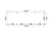 Constructiepakket kapschuur | 12190x4105x3715mm | fijnbezaagd Douglas