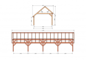 Constructiepakket kapschuur | 12190x4105x3715mm | fijnbezaagd Douglas