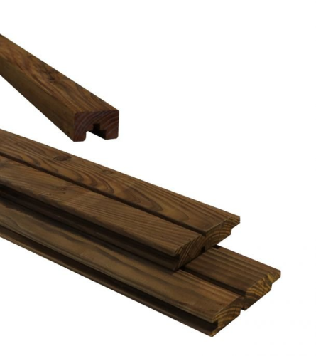 Douglas plankenscherm 2 zijdig dubbel rhombus profiel inclusief afdekkap, 187 x 224 cm, bruin geimpregneerd