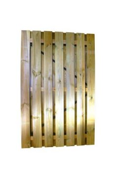 Grenen geschaafde plankendeur op verstelbaar zwart stalen frame 120 x 195 cm, recht, groen geïmpregneerd.