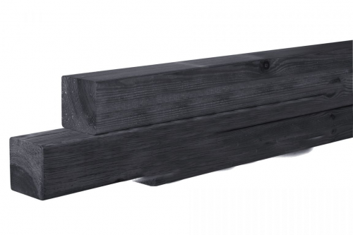 Grenen geschaafde paal 8,8x8,8x270 cm zwart gedompeld