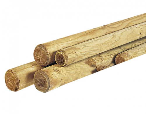 Ronde paal cilindrisch gefreesd 1 zijde gepunt Ø 6x150 cm