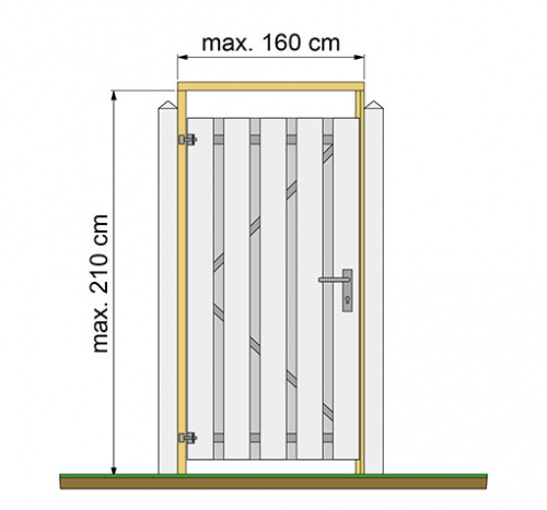 Tuindeurkozijn geschaafd grenen met aanslaglat, max 160 cm