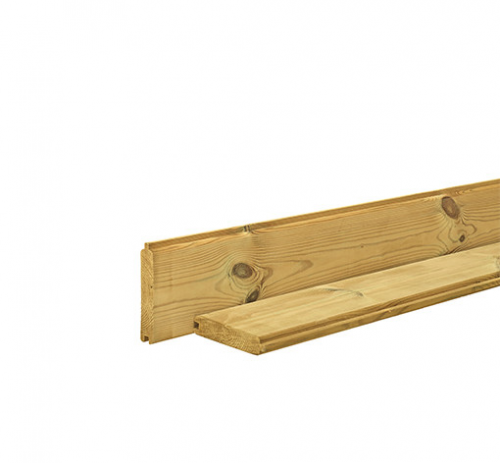 Grenen blokhutplank 2,8x14,5x200 cm, groen geïmpregneerd