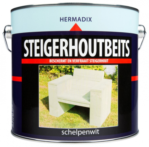 Steigerhoutbeits 2500 ml schelpenwit