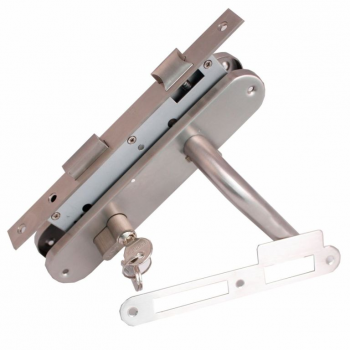 Eurofix deurbeslag set PC85 RVS kruk/schild ovaal
