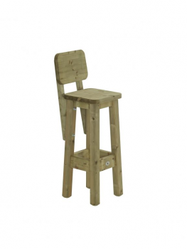Barkruk met rugleuning totale hoogte 123cm (gemonteerd)