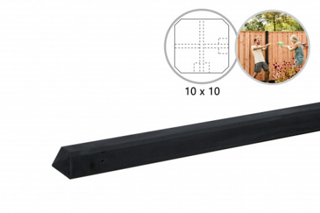Betonpaal diamant 10x10x310 cm, antraciet gecoat, hoek