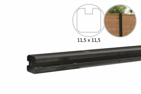 Betonpaal platkop 11,5x11,5x277 cm, antra eind gecoat