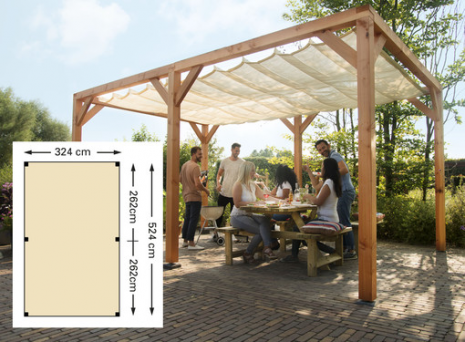 Douglas houtpakket schaduwpergola 324x524 tbv doek 290x500