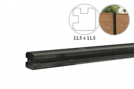 Betonpaal platkop 11,5x11,5x277 cm, antra hoek gecoat