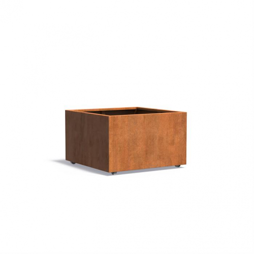 Plantenbak Carrez met wielen 100x100x60 cm CorTen 2mm