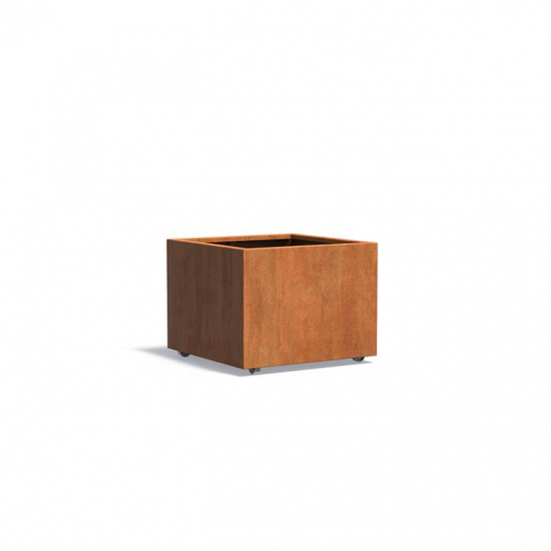 Plantenbak Carrez met wielen 80x80x60 cm CorTen 2mm