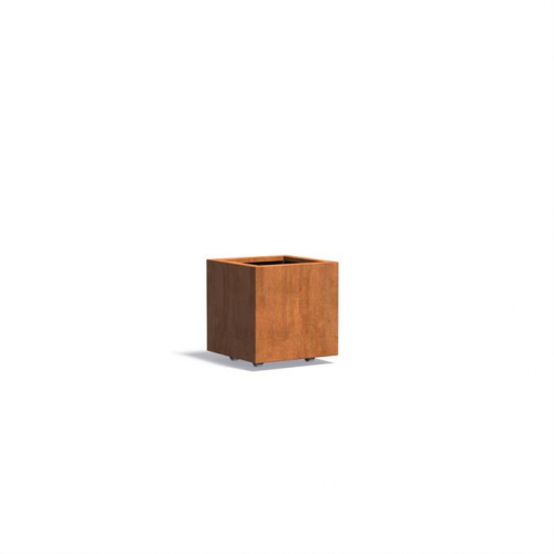 Plantenbak Carrez met wielen 50x50x50 cm CorTen 2mm