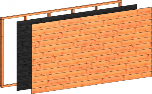 Wandmodule L potdekselplank 3405x1560mm douglas onbehandeld