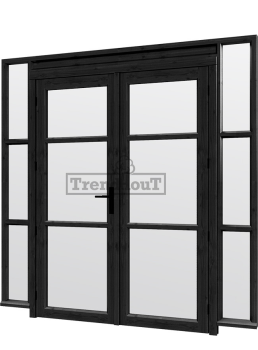 Steel Look raam 2230x2200mm zwart H-03 openslaande deuren