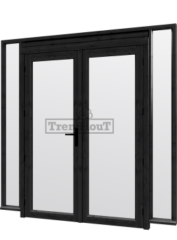 Steel Look raam 2230x2200mm zwart H-01 openslaande deuren