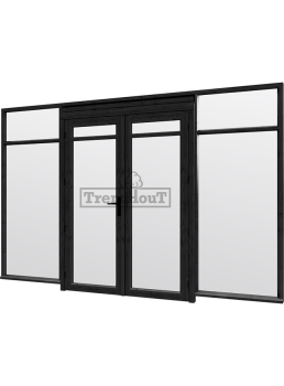 Steel Look raam 3405x2200mm zwart E-02 openslaande deuren