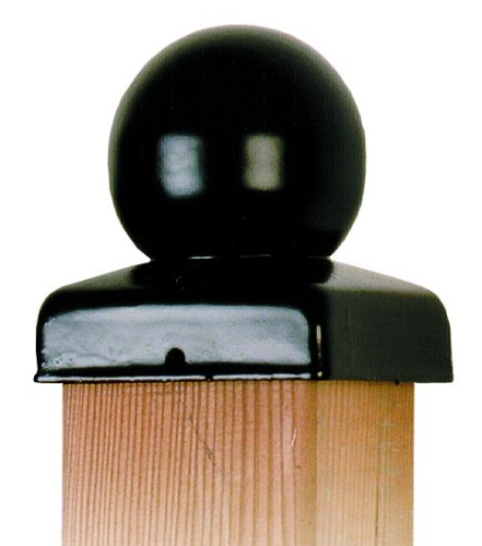 Paal ornament bol zwart gecoat 91x91 mm