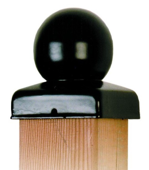 Paal ornament bol zwart gecoat 91x91 mm