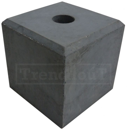 Betonpoer 15x15x20 cm antraciet glad TH-09 met doorlopend gat 40mm