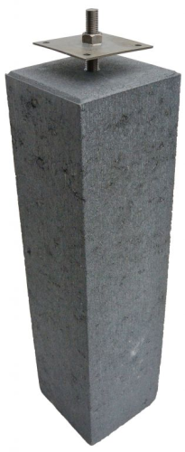 Betonpoer 15x15x58 cm antraciet ruw TH-08 inclusief RVS stelanker M16