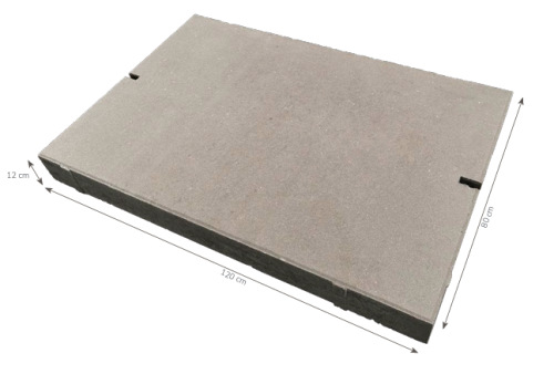 T4 betonplaat 120x80x12cm grijs met deklaag en hijsvoorziening (met facet)